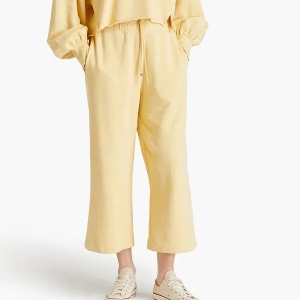Frame Cropped French Cotton - Terry Track Pants Size L - Picture 2 of 7